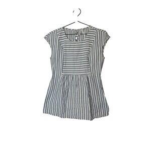 Seraphine Striped Sleeveless Top Peplum‎ Blue White Womens Size S